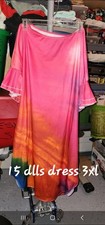 Women Plus Tie Dye Maxi Dress Long Pink Orange Blue Ruffle Bell Sleeve 2XL 3XL