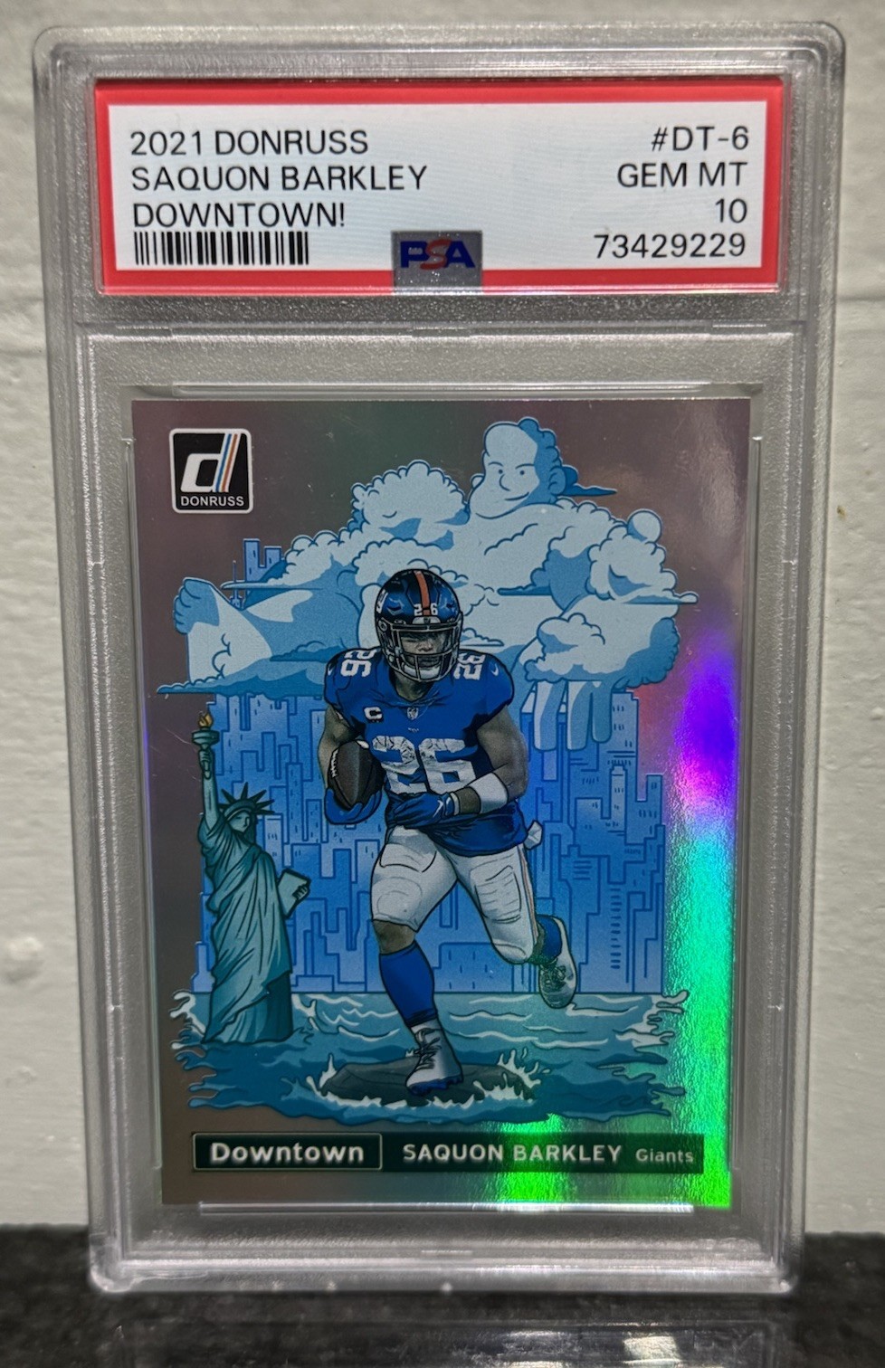 Saquon Barkley 2021 Panini Donruss Downtown #DT-6 Case Hit PSA 10