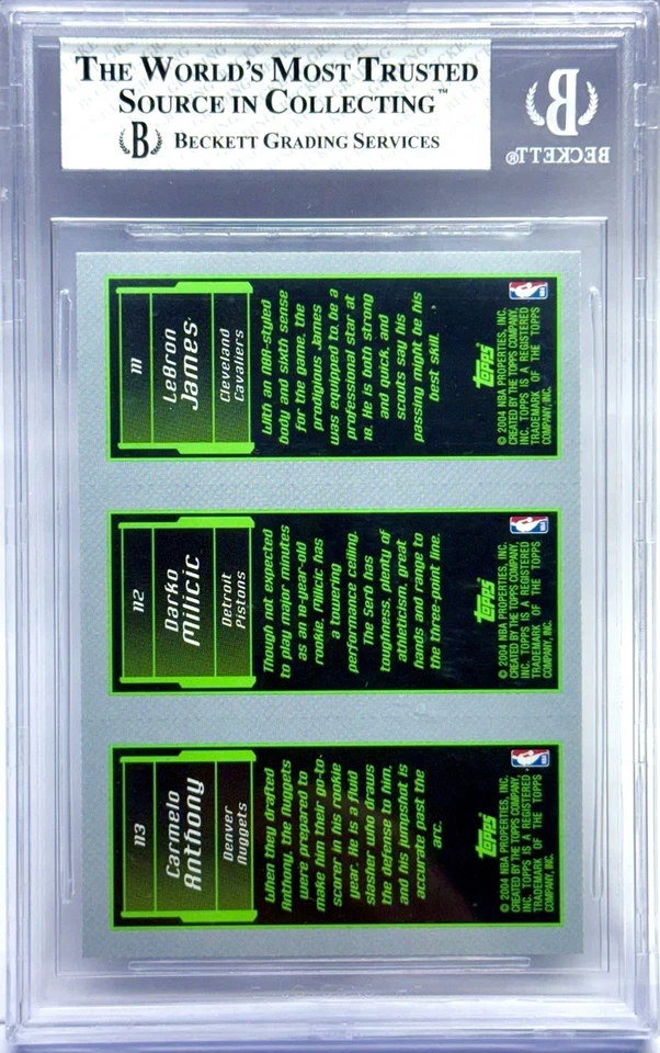 2003-04 Topps Rookie Matrix Milicic Carmelo Anthony Salón de la fama LeBron James RC BGS 8 Foto 3 de 3