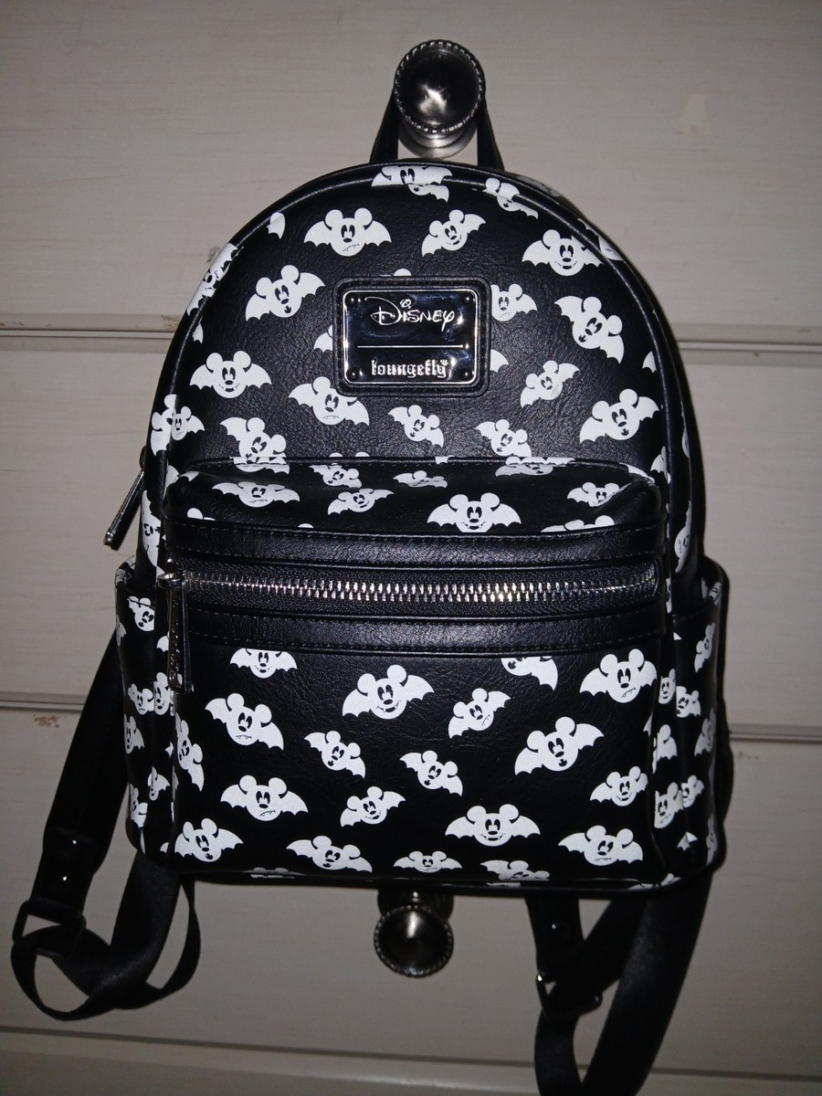 Loungefly Black & White Mickey Bat Mini Backpack Glow In The Dark Amazon.com | Loungefly Disney Disney Totally Batty Mickey  main image 3