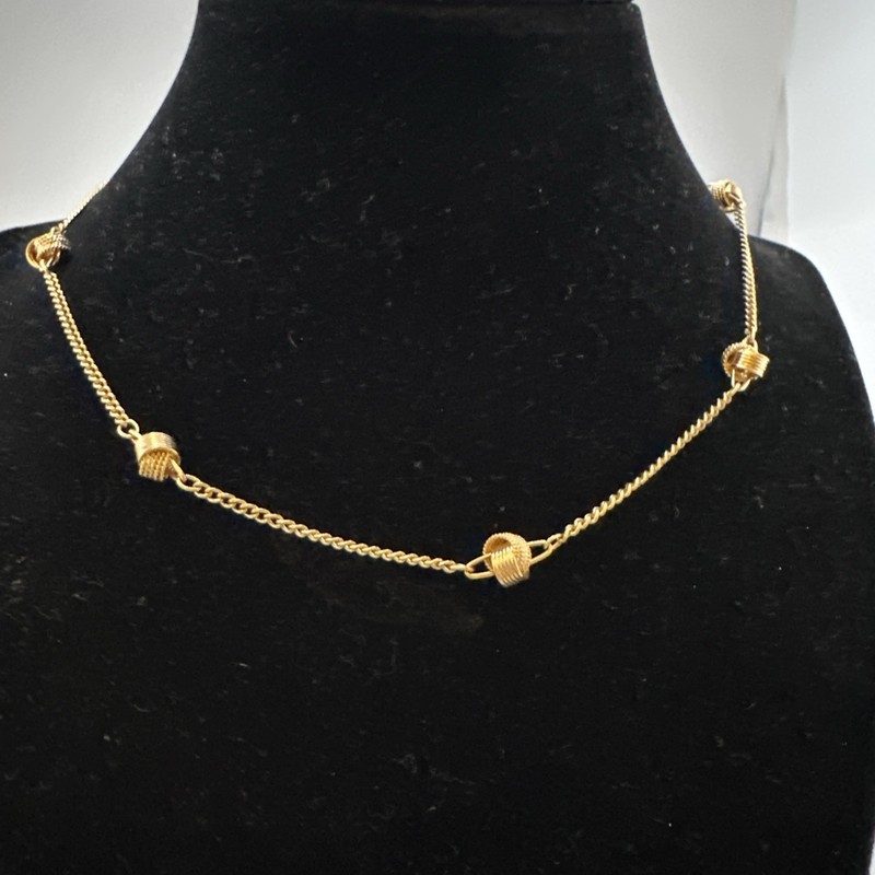 Vintage Avon Love Knot Station Necklace Gold Tone 16"