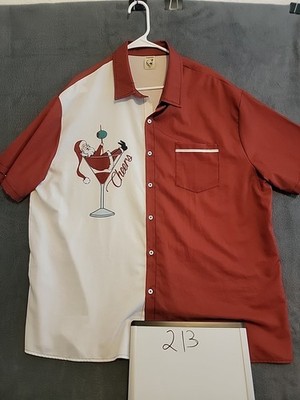 Mens Maroon/cream Christmas Cheer Short Sleeve Button-Up Hardaddy Xxl
