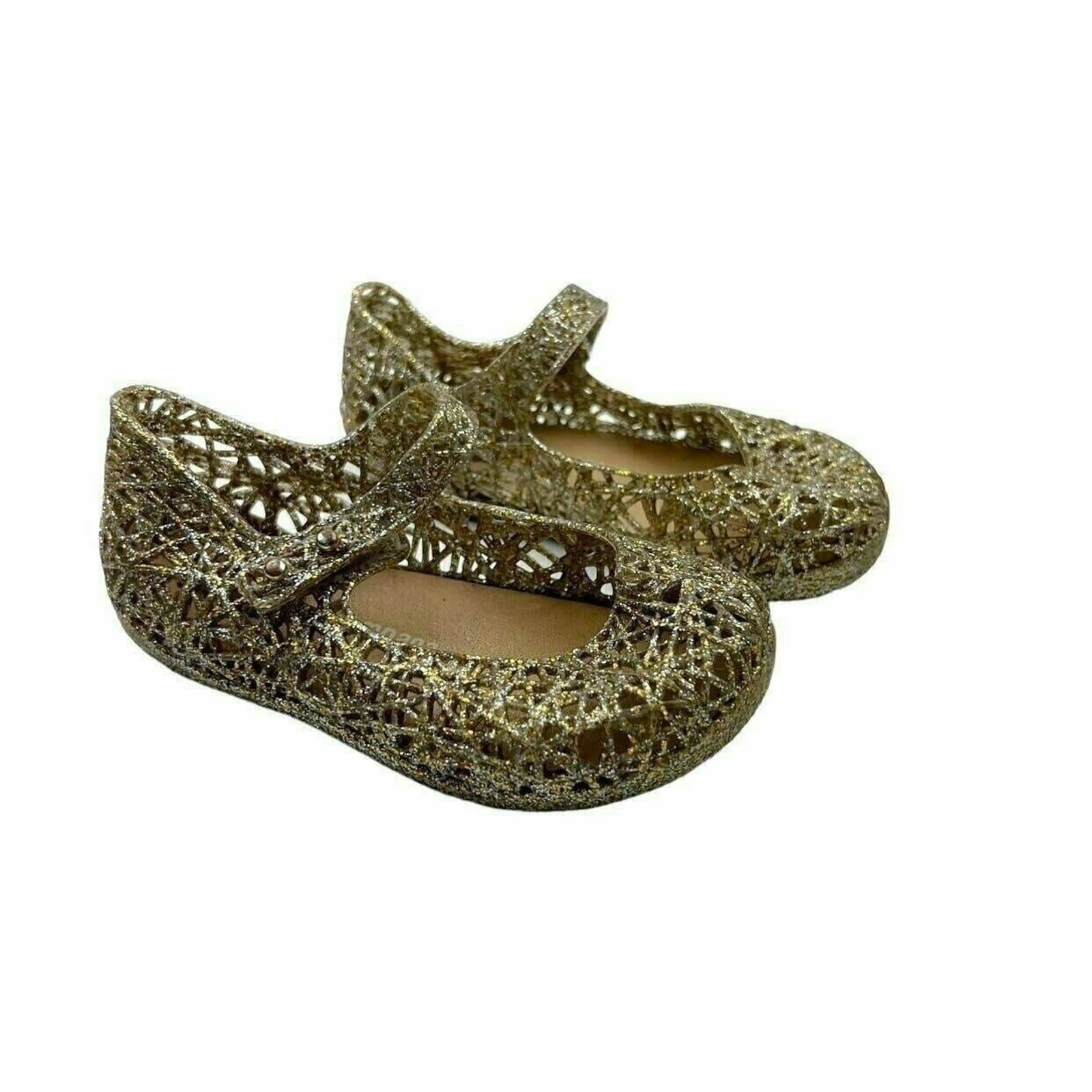 Mini Melissa Gold Glitter Campana Zig Zag Shoes