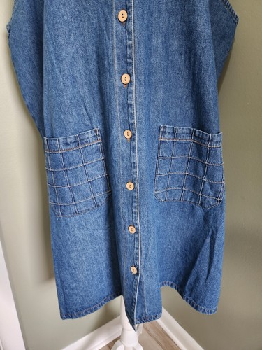Vtg Alexandra Lee Midi Dress Jumper Womens Plus 24 Denim Button Up 80s 90s Y2K - Picture 4 of 10