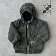 Vintage Y2K Carhartt YOUTH YTJ130 MOS green hooded work wear jacket