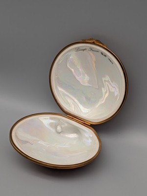 Vintage France Limoges handbemalte Porzellan Muscheldose | 70er / 80er Jahre