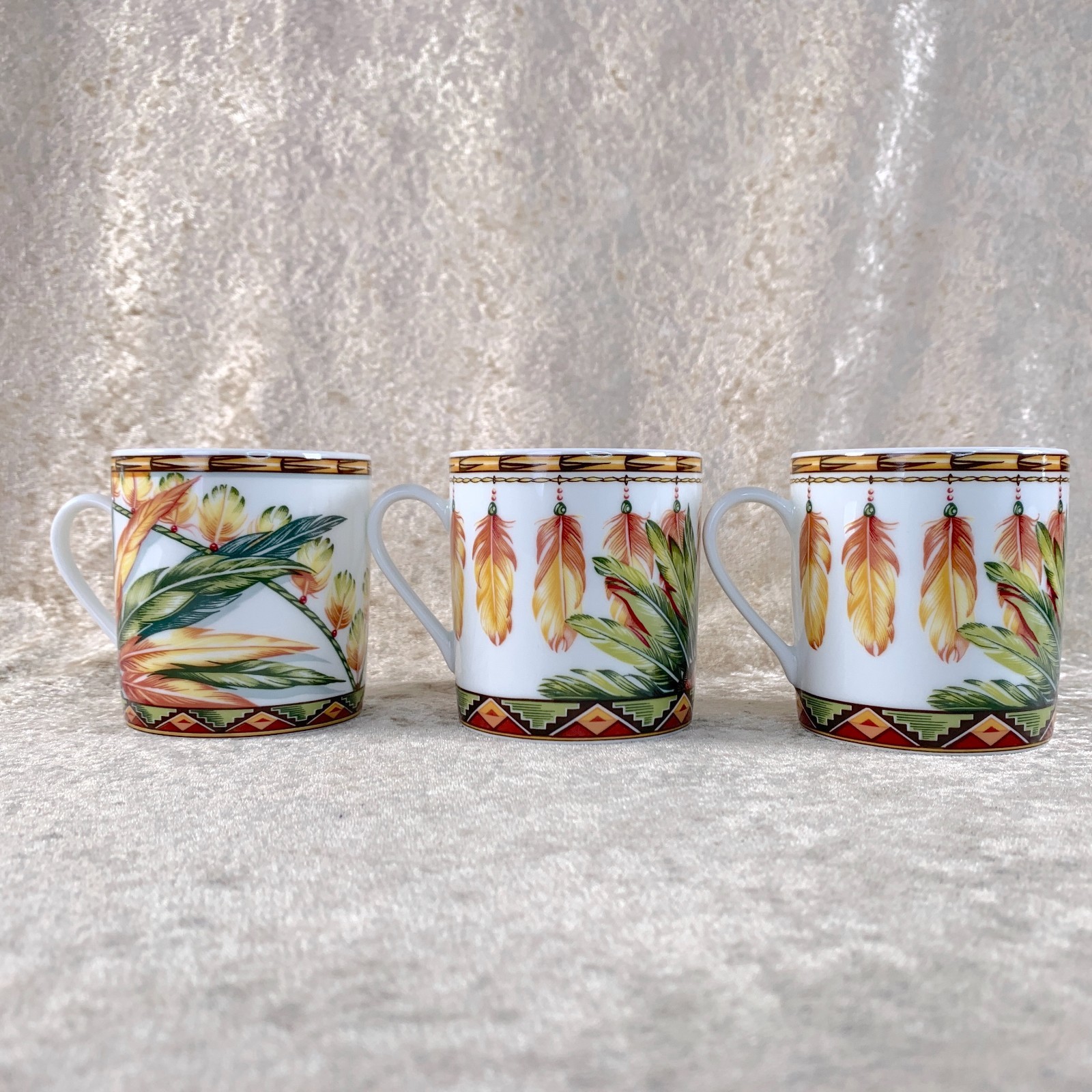 Hermes Paris Demitasse Cup & Saucer Patchwork Brazil Porcelain Tableware 3 Sets thumbnail 7