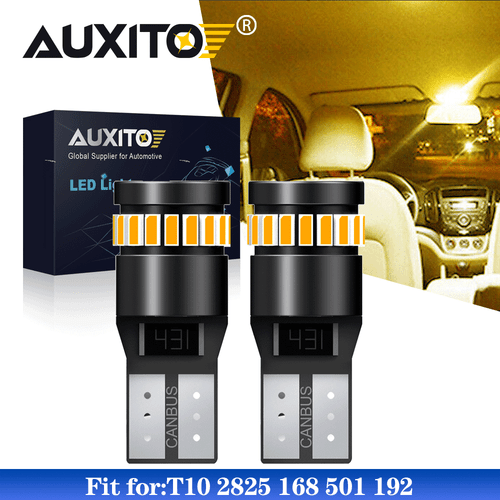 AUXITO 194 LED Light Bulbs Car License Plate Lights Amber Yellow 2825 T10 CANBUS - Picture 1 of 7