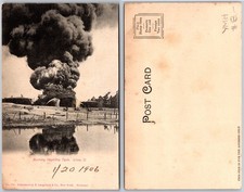 Burning Naphtha Tank Lima OH Postcard