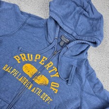 Polo Jeans Co Ralph Lauren Zip Hoodie Mens XL Blue Graphic Ath Dept Vintage