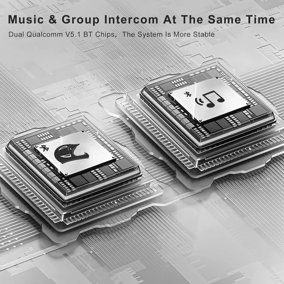 Q4 Motorcycle Bluetooth Communication System Headset Intercom, 4 Riders 1500M Mu - Image 4 of 4