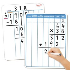Dry Erase Long Division White Board,9 x 12 Multi-Digit Computation Double-Sid...