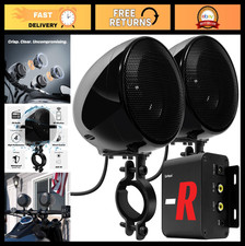 Bluetooth Motorcycle Speakers, Waterproof Audio System with Amplifier, FM Radio,