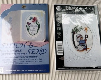 Lot Of 2 Stitch A Card complete cross stitch kits