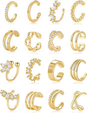 16Pcs Ear Cuff Earrings for Women Non Piercing Gold Silver Plated Ear Cuffs Non