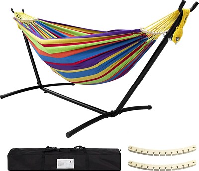 Hammock With Steel Stand 2-Person Anti Roll Balance Beam Hammock W/Carrying Bag