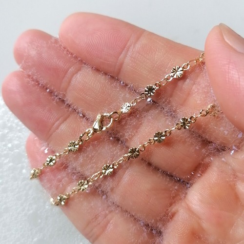 Sandalias descalzas pulsera al tobillo oro 18K acero inoxidable girasoles dije - Imagen 9 de 10