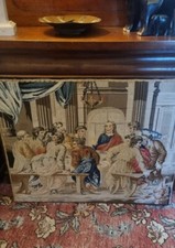 Large Antique Tapestry The Last Supper Religious Wall Hanging 