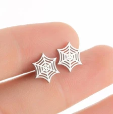 2pairs stainless steel Spider Web earrings 4 colors Jewelry Wholesale FJS53
