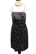 ELIZA J NEW YORK Navy/White Polka Dot Retro Fit & Flare Dress, Size 8P