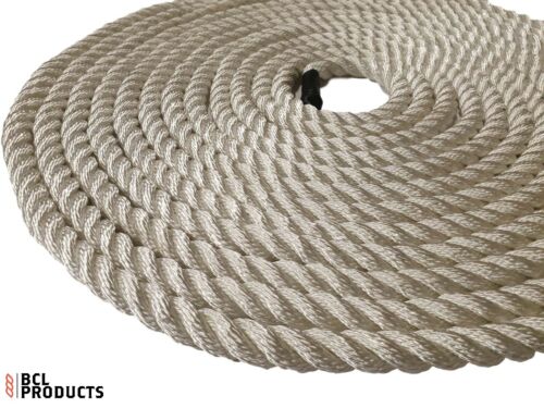 Corde en nylon blanc 8 mm 3 brins - corde d'amarrage - choisissez la longueur - Photo 1/3