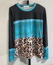 MissLook Womens Long Sleeve Western Animal Print Shirt Size L