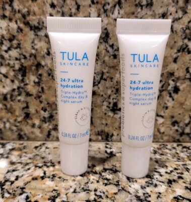 2x Tula 24/7 Ultra Hydration Triple Hydra Complex Day & Night Serum .24oz/7ml