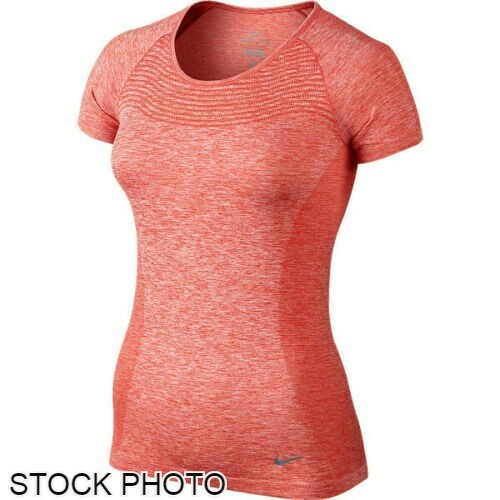 Nike Dri-FIT Knit Women's Short Sleeved Running Top, Red, Medium - Picture 1 of 6