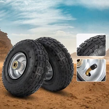 2x 10" 4.10/3.50-4 Tire and Wheel, Replacement Pneumatic Wheel Tires Lawnmower
