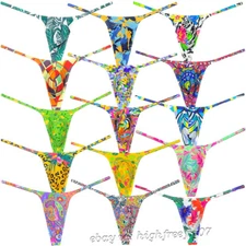 Men Swim Thong Micro G-string Underwear Tiny Waist Sport T-back Slim Pouch Tanga
