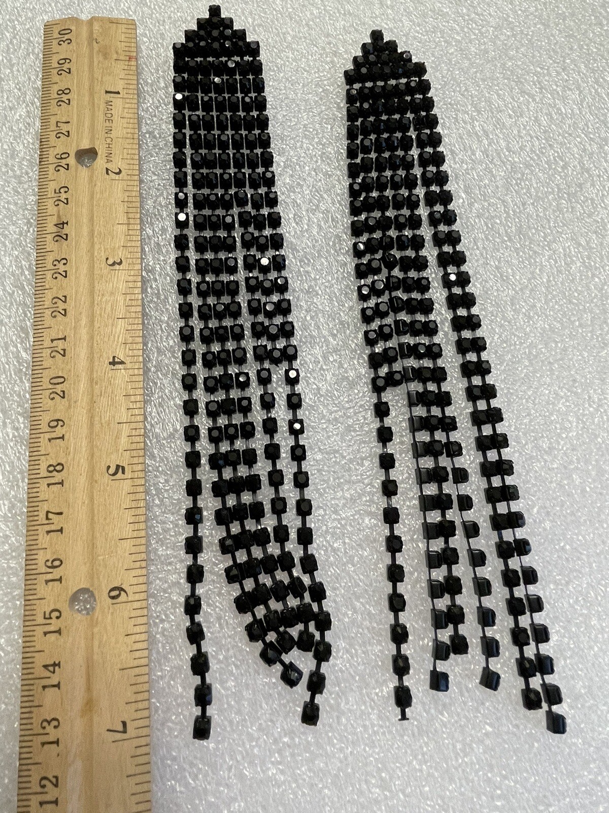 Sparkling long black cascade statement earrings - image 4