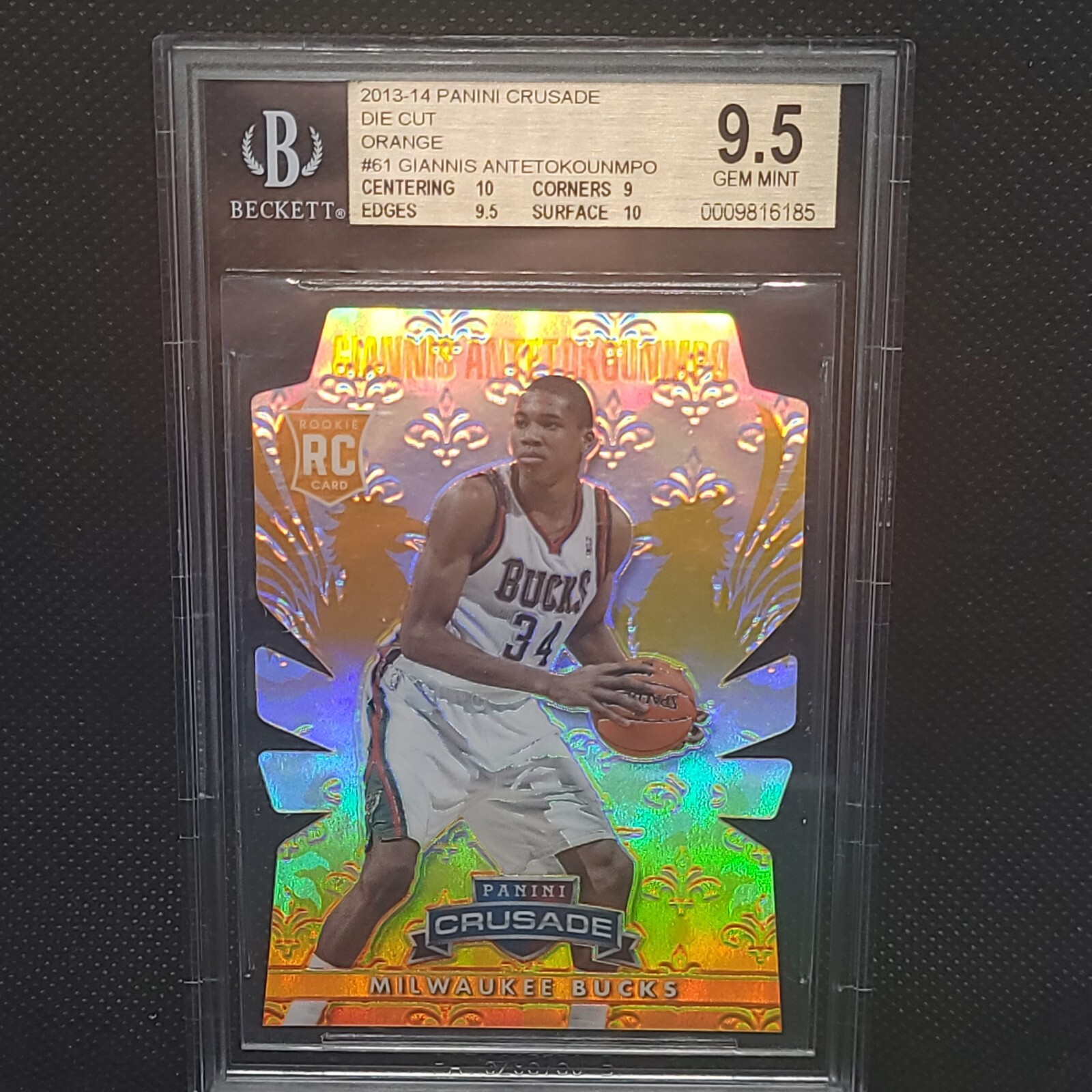 2013-14 Panini Crusade Orange Die Cut Giannis Antetokounmpo RC /99 BGS 9.5 Gem