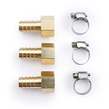 U.S. Solid 1/2" Hose Barb Brass Fitting NPT 3/8" Female W/ 3 Clamps, 3pcs