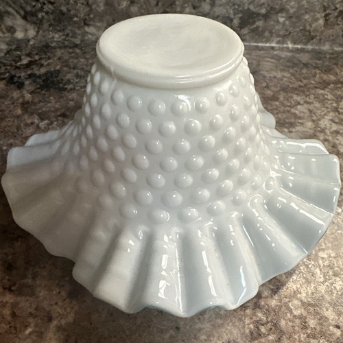 Kanawha Bowl Blue and White Cased Glass Hobnail Pattern Flattened Rim - Picture 5 of 5