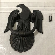 Vintage Black Cast Iron Door Knocker American Eagle Man Cave Style Rustic Style