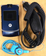 Motorola RAZR V3 - Cosmic Blue  AT T / Cingular  Cellular Flip Phone - Bundled