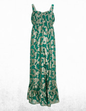 Ex Mint Velvet Women’s Metallic Maxi Jacquard Dress,  Green/Multi (A Bit Defect)