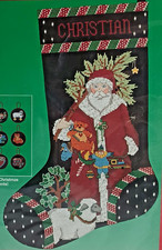 Dimensions Cross Stitch Stocking Kit Christmas Night Santa Counted 8400 16"