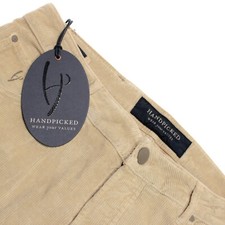 Handpicked NWT 5 Pocket Jean Cut Pants Size 32 US In Solid Beige Cotton Blend
