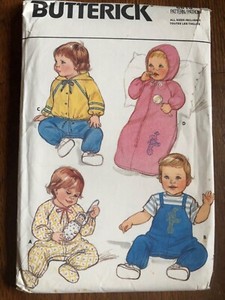 Butterick 6813 Infants Jacket Bunting Jumpsuit Overalls Toy Pattern S M L