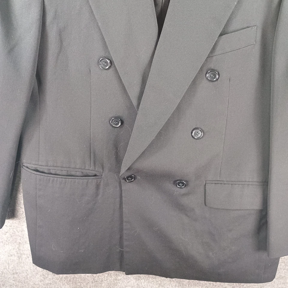 Blazer Cricketeer Para Hombre 40 Corte Corta Negro Doble Pecho 100% Lana Bolsillos Foto 3 de 4