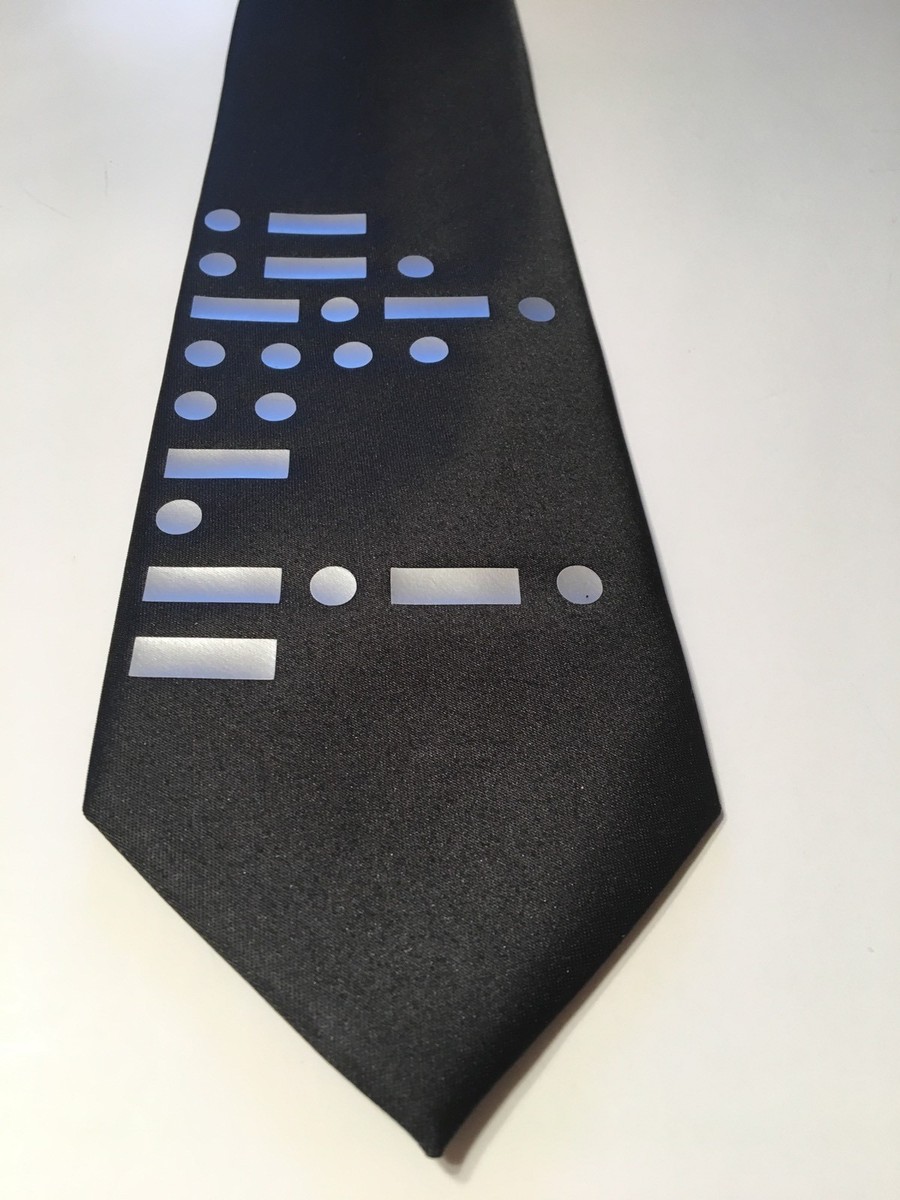 Morse Code Necktie Or Your Text In Morse Code), Black New