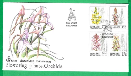 TRANSKEI ~ "FLOWERING PLANTS :ORCHIDS" FIRST DAY COVER ~ 20th FEBRUARY 1992