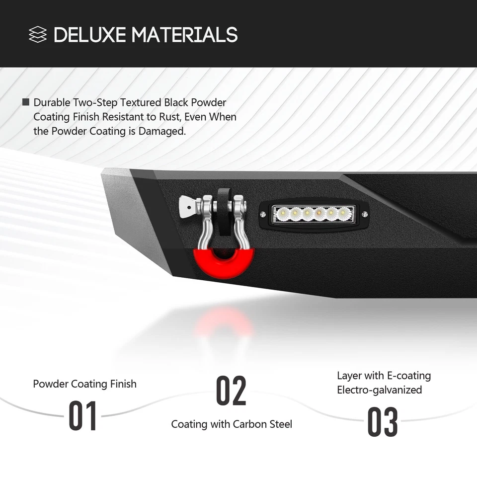 Rear Bumper for 2007-2018 Jeep Wrangler JK JKU Unlimited Paintable Armor D-Rings Foto 3 de 4