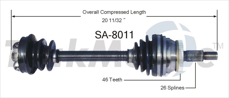 Eje delantero izquierdo o derecho CV TrakMotive SA-8011 para Saab 9000 1990-1994 Foto 4 de 4