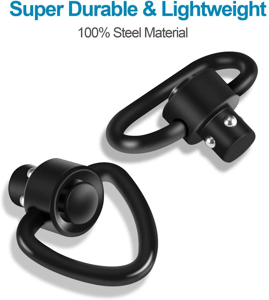 4 Pc/set 1"/1.25" Tactical Heavy Sling Swivels Quick Detach Release Push Button - Image 3 of 4