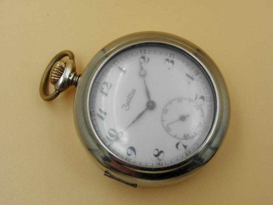 ZentRa - Reloj Bolsillo Plateado Esmalte Dial Cal 76 Original Estuche Extra Foto 3 de 4