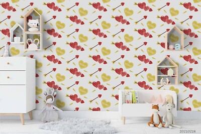 3D Red Love Heart Arrow Self-adhesive Removable Wallpaper Murals Wall 810