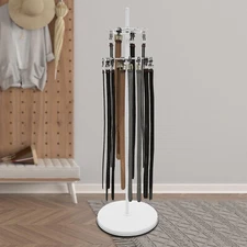 2-tier Tie Rack Floor Stand Belt Hanger Display Shelf 31 Hooks Adjustable Feet