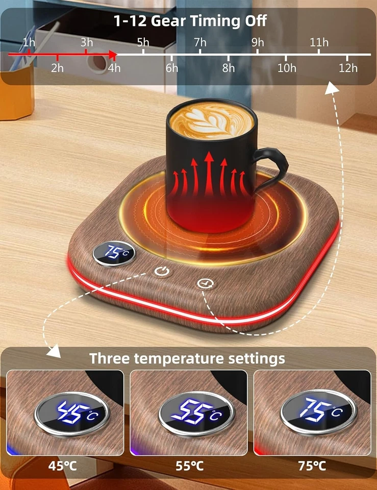 Cup Warmer Coffee Warmer for Desk with 3 Temperatures LCD 1-12h C495 - Image 2 of 4